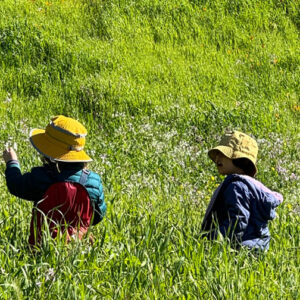 young children playing in nature